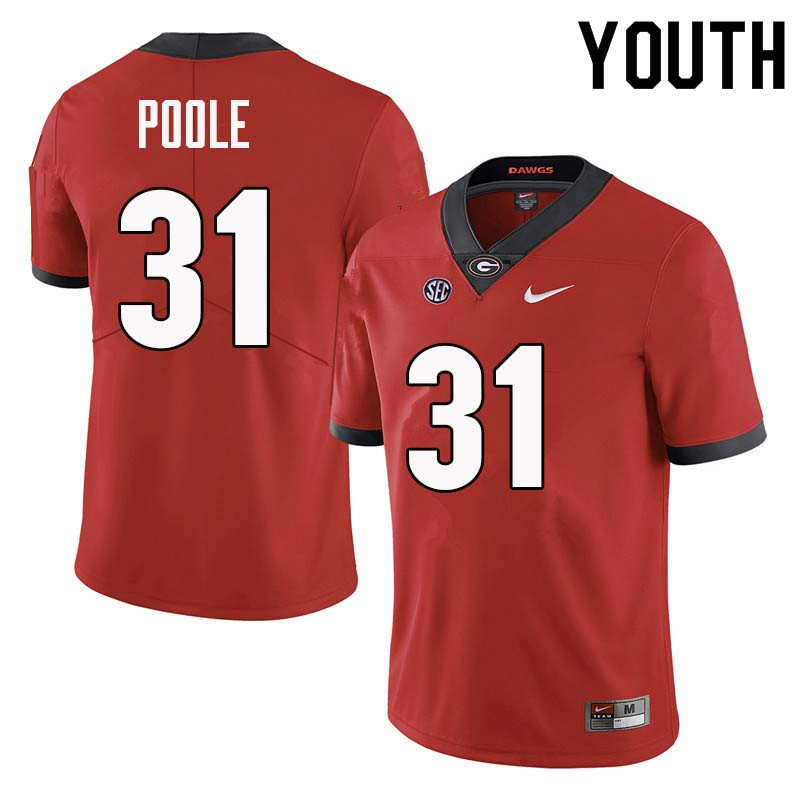 Youth Georgia Bulldogs #31 William Poole College Football Jerseys Sale-Red
